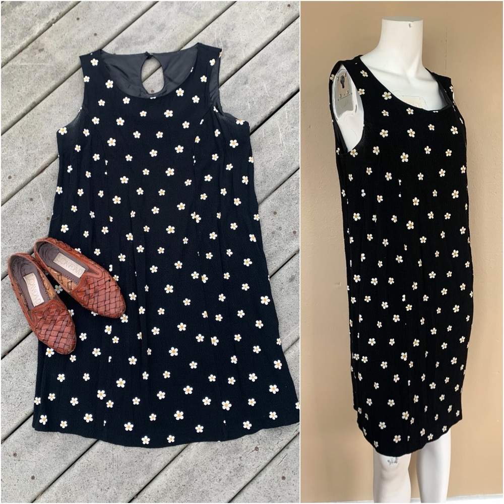 SALE! Vintage Daisy Print Midi Dress | 90s Sleeveless A-Line Slip Dress
